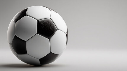 Fototapeta premium Classic Black and White Soccer Ball on White Background – Generative AI
