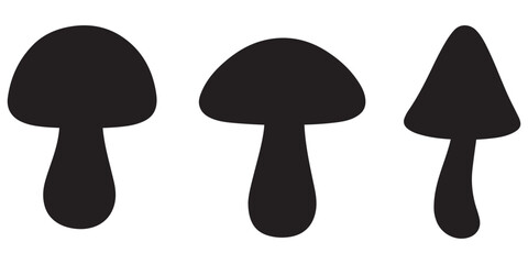 set of forest mushrooms silhouette vector on white background