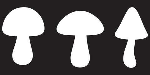 set of forest mushrooms silhouette vector on white background