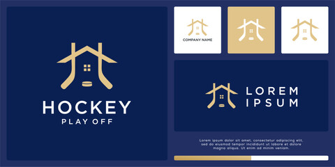 Unique hockey logo design vector template