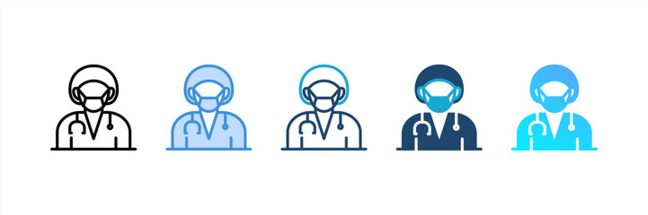 Surgeon icon set multiple style collection