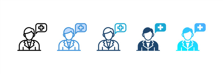 Doctor Consultation icon set multiple style collection