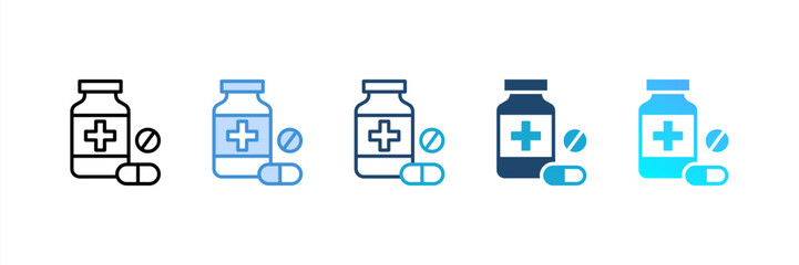 Pill Bottle icon set multiple style collection