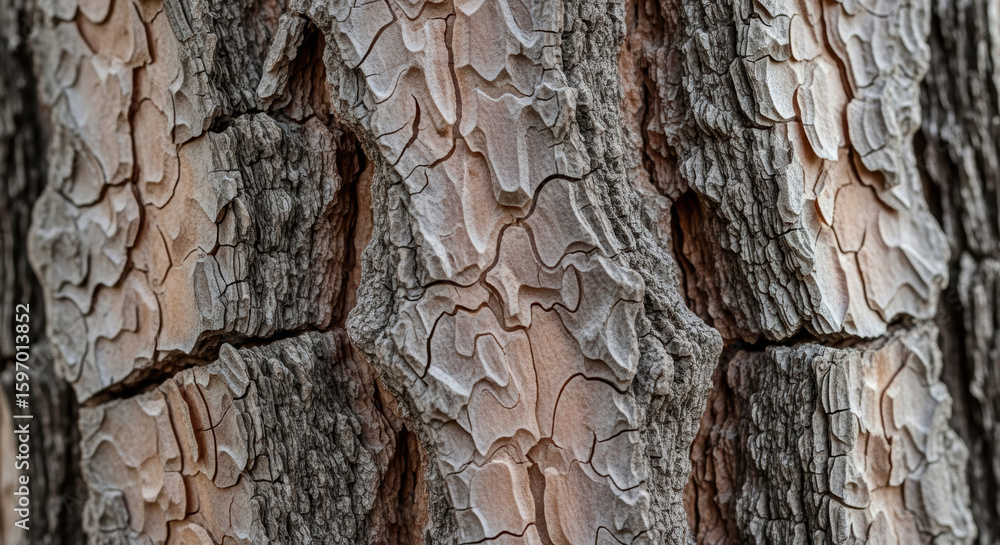 Aufkleber a close up of tree bark with a rough texture and intricate patterns showing natural aging process