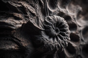 Ancient Fossil Ammonite Closeup Detail