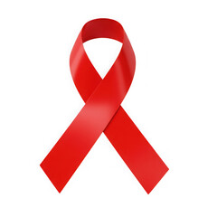 Red ribbon awareness symbol isolated on transparent background