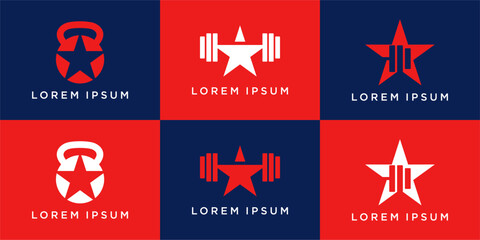 Set of Star fitness logo design template