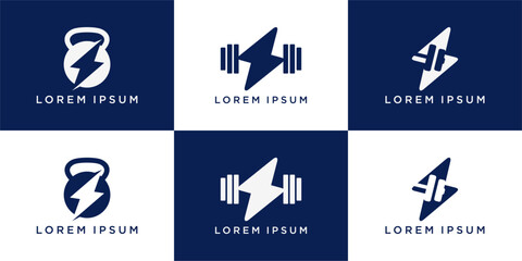 Set of power muscle logo design for crossfit
