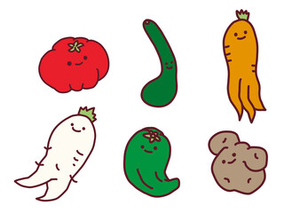規格外の野菜たちの可愛いイラストセット
