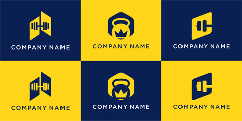 Set of Crossfit logo design abstract template