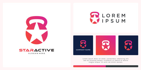 Star Active gym logo design template