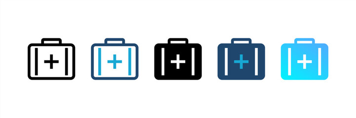 Aid Box icon set multiple style collection