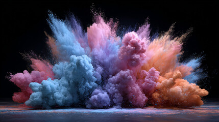 Pastel Powder Explosion with a Vibrant Burst of Color, Generative AI
