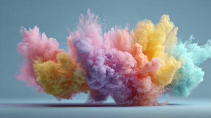 Pastel Powder Explosion with a Vibrant Burst of Color, Generative AI

