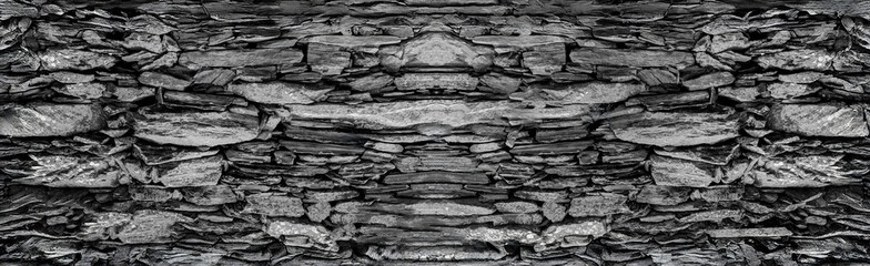 Dark Stone Rock background, long designer banner. Stone texture rock rocks, photo background.
