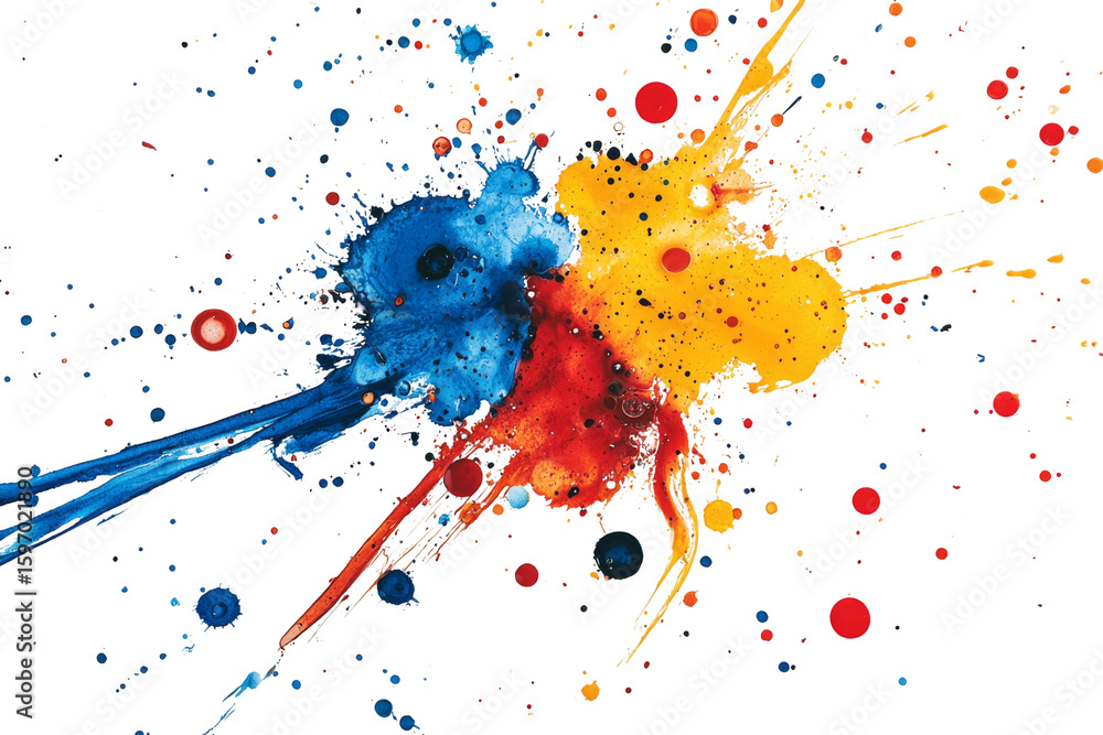 Poster vibrant explosion of colors bursts across a black canvas in a display of artistic energy blending an