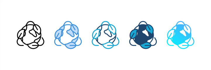 Planet Recycling icon set multiple style collection