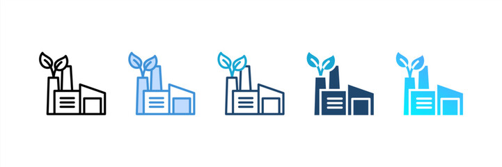 Green Factory icon set multiple style collection