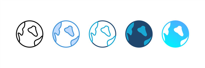 Earth icon set multiple style collection