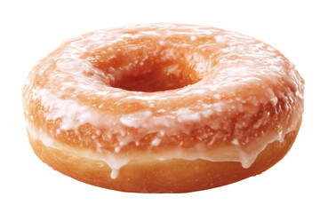 A glossy glazed ring donut perfectly golden and inviting A sweet treat with a soft texture offering a delightful bakery experience