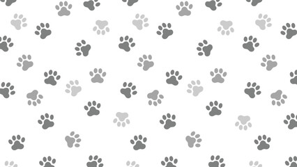 Charming seamless vector pattern featuring adorable white and gray paw prints on a soft, light white background. Perfect for pet, baby, and textile designs