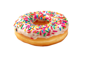 Delicious donut covered in colorful sprinkles and a sweet glaze a perfect treat for any occasion! Enjoy a bite of sugary bliss
