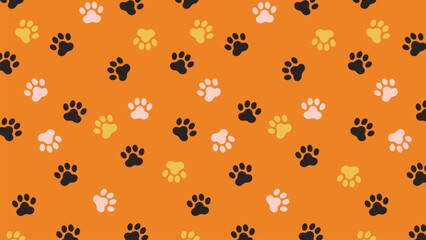 Fun, colorful paw print vector with a cheerful orange background. Perfect for kids' products, pet store branding, and lively graphic elements