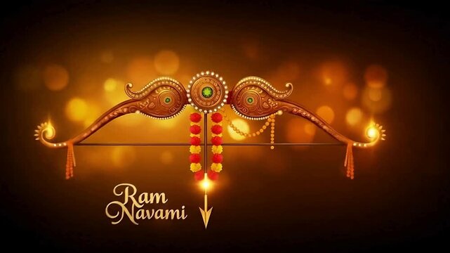 Ram Navami Bow and Arrow Illustration A Festive Graphic for Hindu Holiday Celebrations and Traditional Iconography, Featuring Light