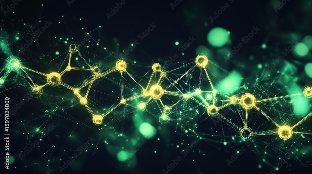 Poster glowing network of interconnected nodes and lines creates a futuristic tech feel, perfect for illust