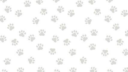 Subtle seamless paw print vector pattern in light grey on white. Ideal pet animal background © rochmuch