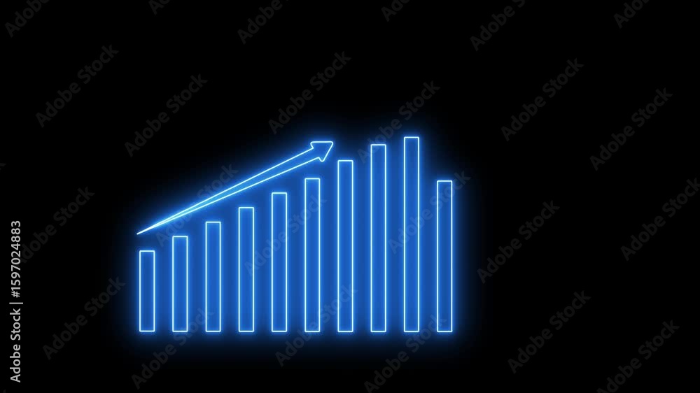 Aufkleber the business graph icon represents data analysis, abstract business graph chart icon. glowing neon b
