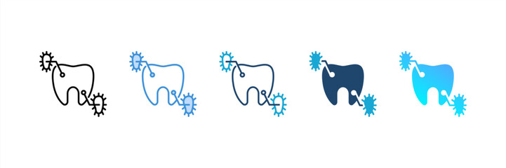 Bacteria icon set multiple style collection