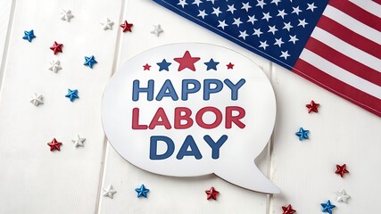 Obraz premium Festive Labor Day Celebration with American Flag and Stars