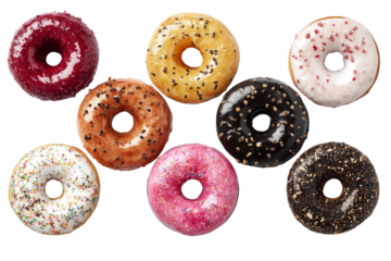 Delicious donuts displayed in an eye catching arrangement These sweet treats are ideal for satisfying cravings Doughnuts with creative toppings and frosting