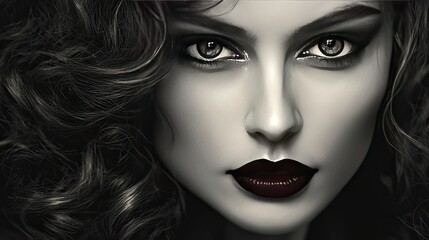 Fototapeta premium Close-up portrait of a woman with dramatic makeup.