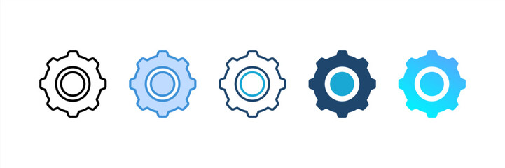 Gear Wheel icon set multiple style collection
