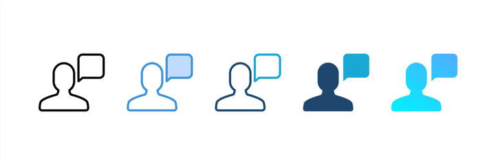 Speaking Person icon set multiple style collection