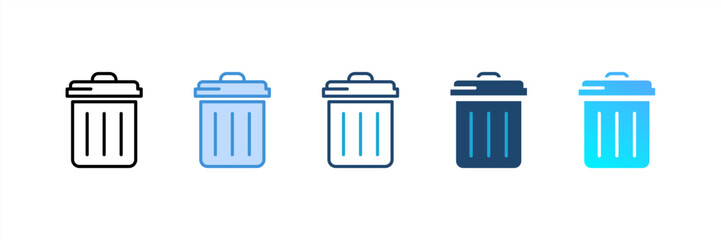 Dustbin icon set multiple style collection