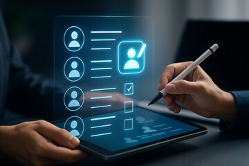 Selecting a candidate from a list on a tablet with a pen