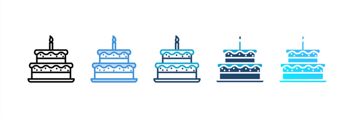 Birthday Cake icon set multiple style collection