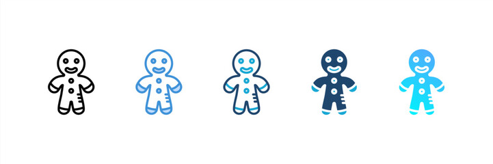 Gingerbread Man icon set multiple style collection