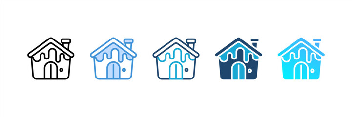 Gingerbread House icon set multiple style collection