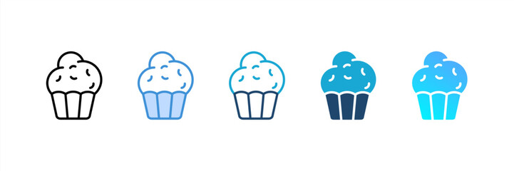 Muffin icon set multiple style collection