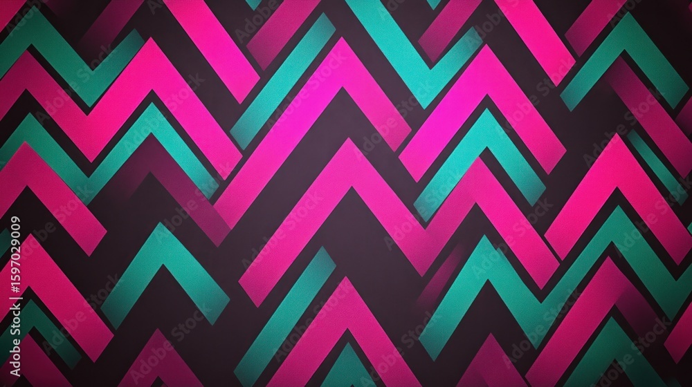 Poster a zigzag pattern with pink and teal stripes on a dark background creating an abstract design look 10