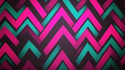 A zigzag pattern with pink and teal stripes on a dark background creating an abstract design look 100