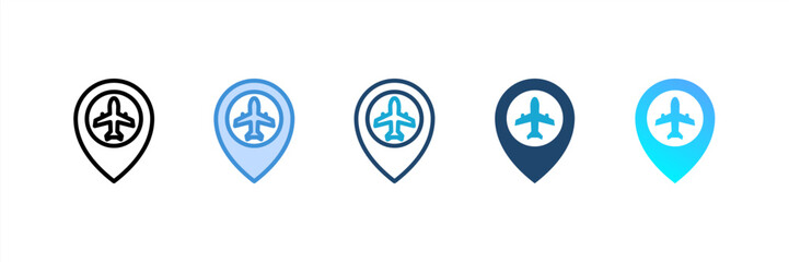 Location icon set multiple style collection