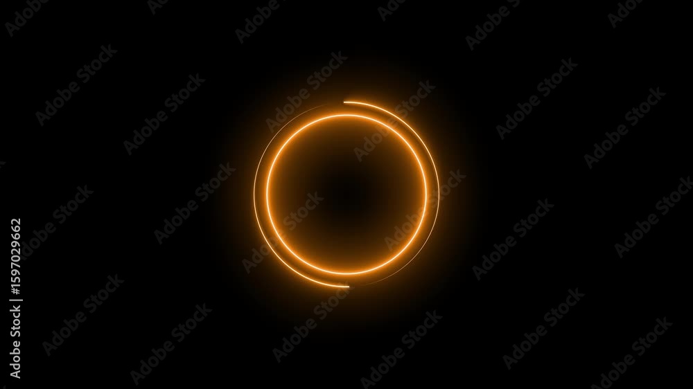 Poster glowing neon circle with on black background animation. neon line circle.stylish neon frame.circle s