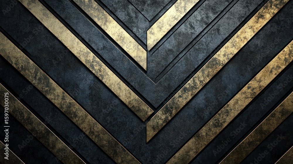 Poster abstract background with dark textured material and gold chevron pattern design element art deco sty