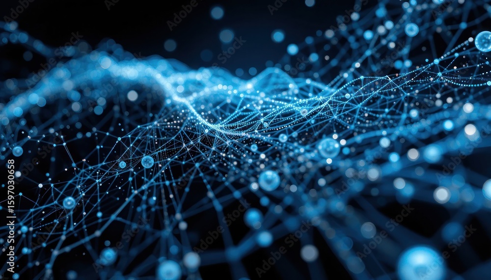 Fototapete abstract network connection: digital data flow visualization