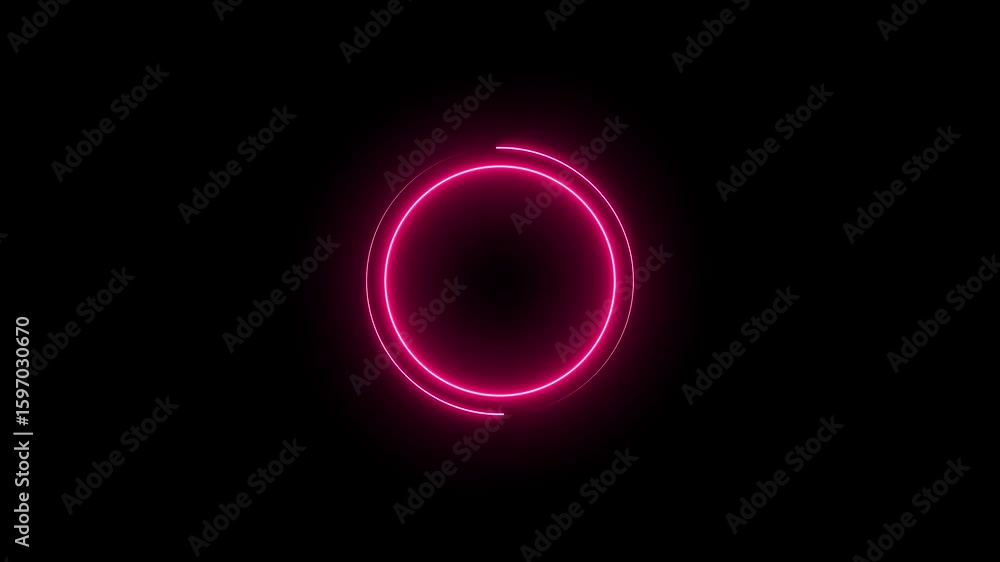 Poster glowing neon circle with on black background animation. neon line circle.stylish neon frame.circle s